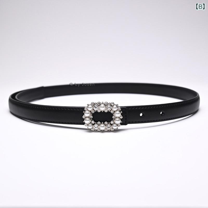 リバーパディのレディース ウエストベルト 牛革 真皮 ファッション ドレス コート スラックス 腰回し ベルト 女性用 普段使い ビジネス 通勤 細ベルト 光沢 装飾 スタイリッシュ 柔軟 耐久性 ブラウン系 ブラック ベージュ 秋冬 春夏｜アングル3
