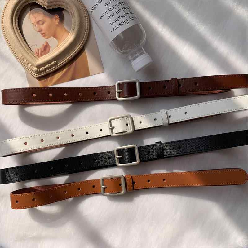 レディース ベルト 牛仔パンツ用 女性用 個性派 腰帯 復古 インスピレーション スタイル 針金バックル 装飾 デニム アクセサリー 普段使い 軽量 金属加工 カジュアル ブラック ブラウン