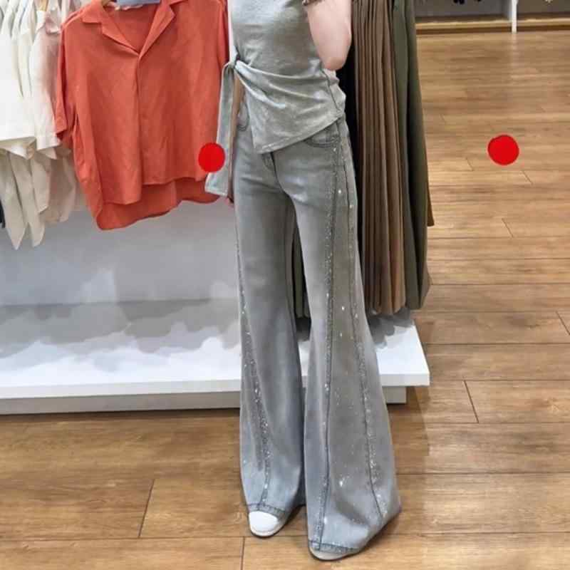 レディース デニムパンツ 春夏 女性用 浅色 牛仔 ハイウエスト ワイドレッグ ロング丈 ストレート ゆったり 垂感 スリム 軽量 伸縮性 通勤 普段使い デニム素材 ビッグシルエット 涼しい