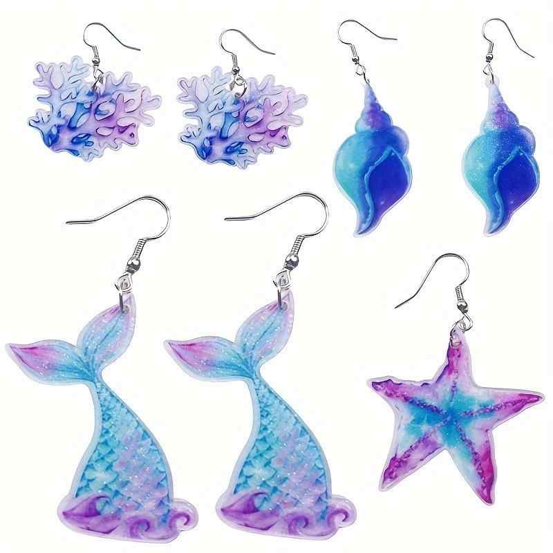 ピアス イヤリング 耳飾り 女性用 アクセサリー ファッション 海洋 モチーフ マーメイド 貝殻 海星 かわいい 軽量 …