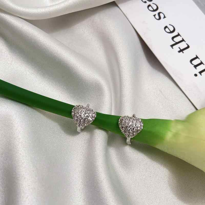 Rubellite - イヤリング 女性用 ジルコニア ハート型 耳飾り 森ガール スタイル 小さめ 耳フック 軽量 シンプル かわいい アクセサリー