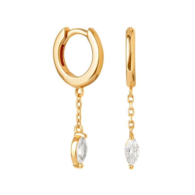 Cubic Zirconia - イヤリング メンズ シルバー925 針型 ペンダント 馬眼石 軽量 高級感 個性派 精致 百搭 耳飾り 耳カフ 韓国 シンプル アクセサリー 普段使い ユニセックス スタイリッシュ モダン シルバー アクセント ファッション アイテム