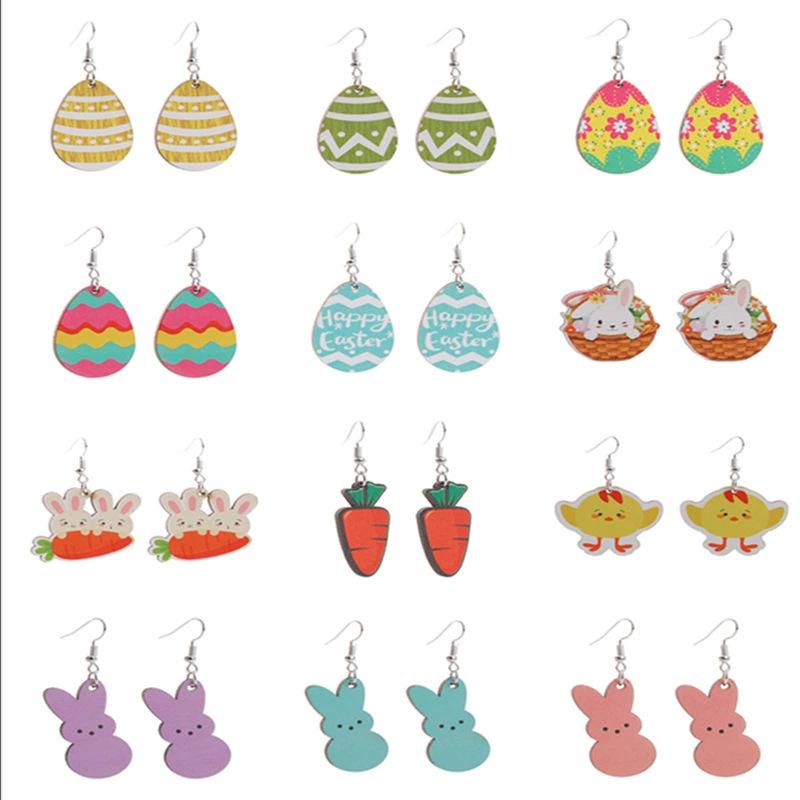 アクセサリー ピアス イヤリング ネックレス ウサギ モチーフ 花柄 バスケット プリント イースターエッグ ひよこ 春 花柄 フラワー プリント カラフル 軽量 普段使い ギフト ラッキーアイテム