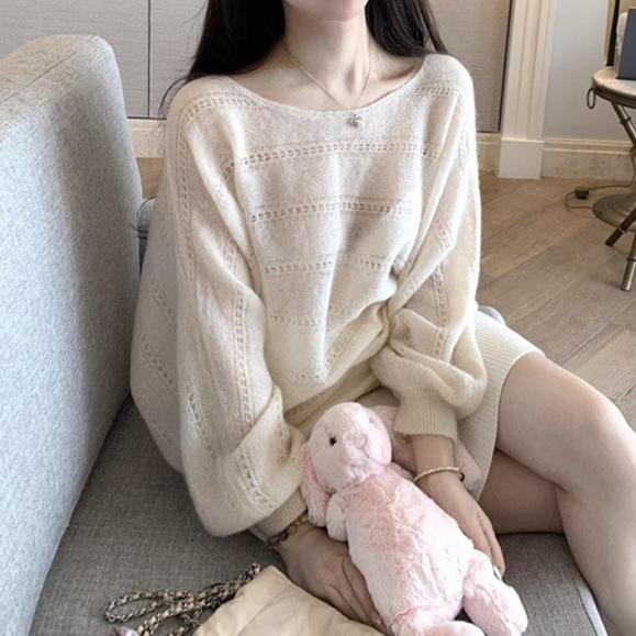ニット トップス レディース 韓国 シンプル 長袖 ニットセーター ゆったり 薄手 ニ...