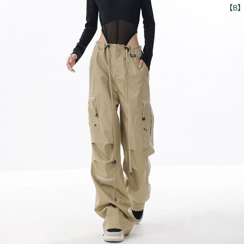 ワイドパンツ 女性用 秋新作 インフルエンサー デザイン性 ゆったりシルエット 束脚 コットン混 軽量 大型ポケット 作業着 カジュアル 伸縮性 通勤 普段使い ベージュ系 アイボリー riverpaddy-11203213 リバーパディ サンプル画像3