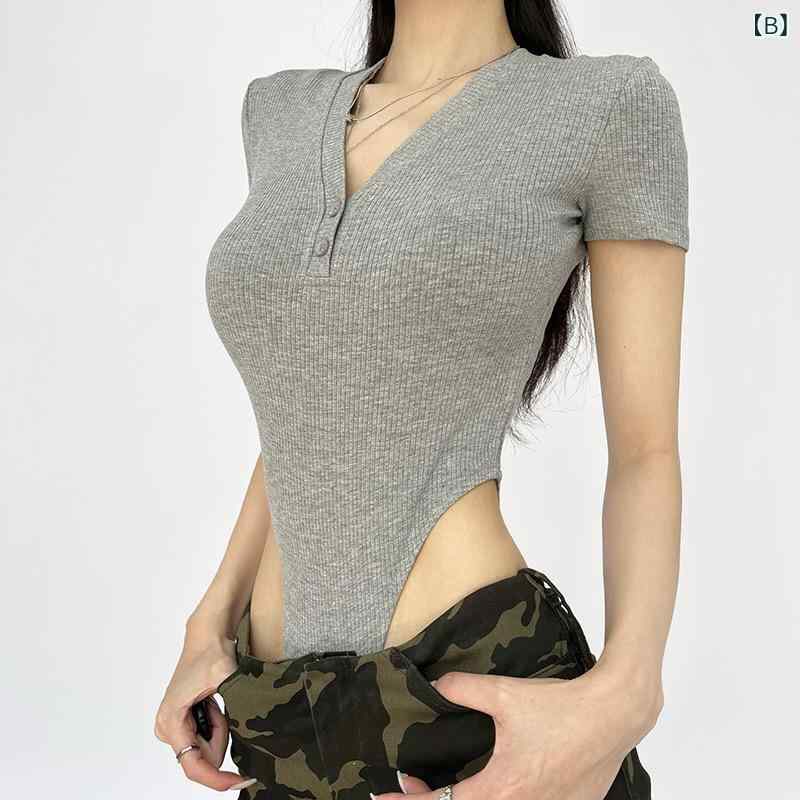 トップス 女性用 セクシー Vネック 修身 短...の紹介画像3
