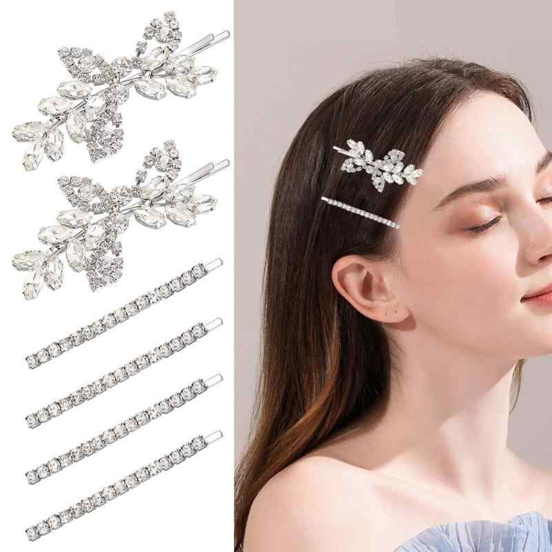 樂天商城 - ヘアアクセサリー かわいい 花柄 ヘアクリップ サイド バングス クリップ フルジルコニア 装飾 女性用 普段使い 軽量 シンプル デザイン ピン タイプ ヘアピン アクセント アイテム