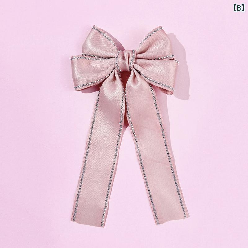 ヘアクリップ 女性用 気品 エレガント 蝶結び リボン ラインストーン ヘアアクセサ...
