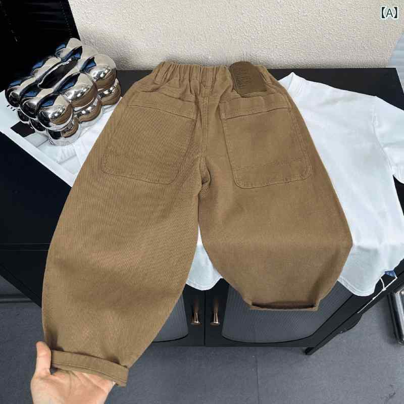 男の子 キッズ 秋冬 ワイドパンツ 工装パンツ 子供服 ゆったりシルエット コットン混 伸縮性 カジュアル 普段使い アウトドア 長ズボン ベーシック ライトカラー 快適素材