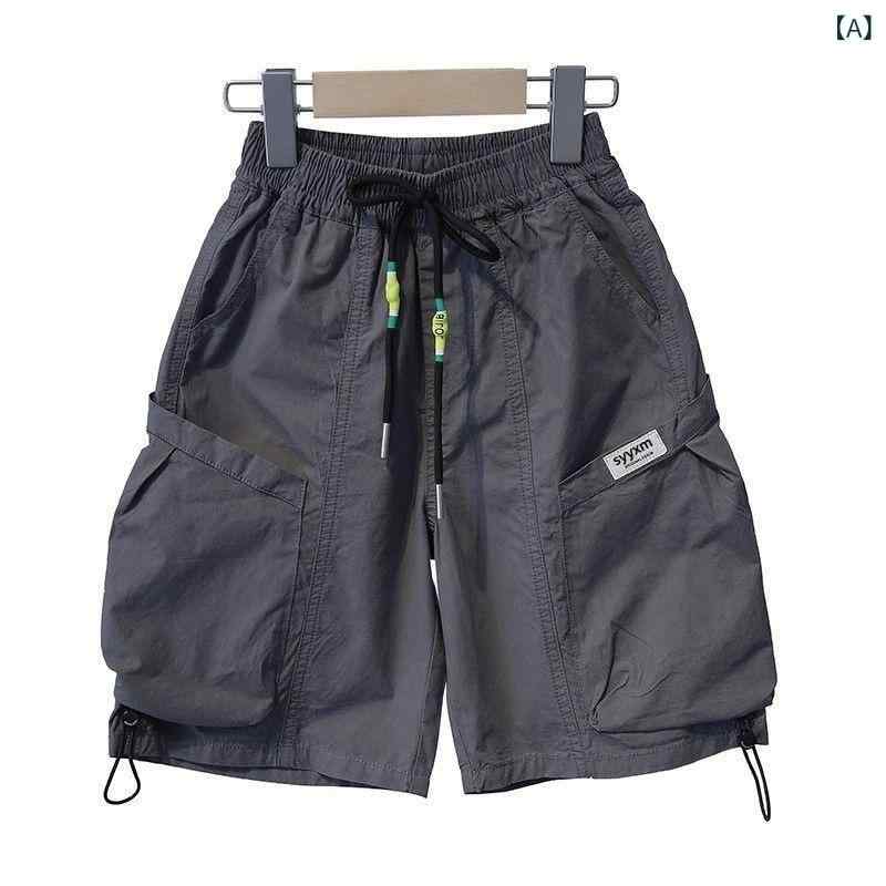 樂天商城 - 男の子 ショートパンツ 子供 工装 膝丈パンツ 夏用 薄手 通気性 ゆったり 中学生 大学生 普段使い ファッション 綿素材 軽量 クールビズ
