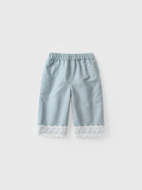 Rakuten - 女の子 子供服 秋冬 女児用 ベビー くつろぎパンツ 春夏 ワイドレッグパンツ ストレートパンツ デニム 牛仔 直筒 ゆったりシルエット 伸縮性 綿素材 普段使い 軽量 かわいい 部屋着 秋 冬 通年