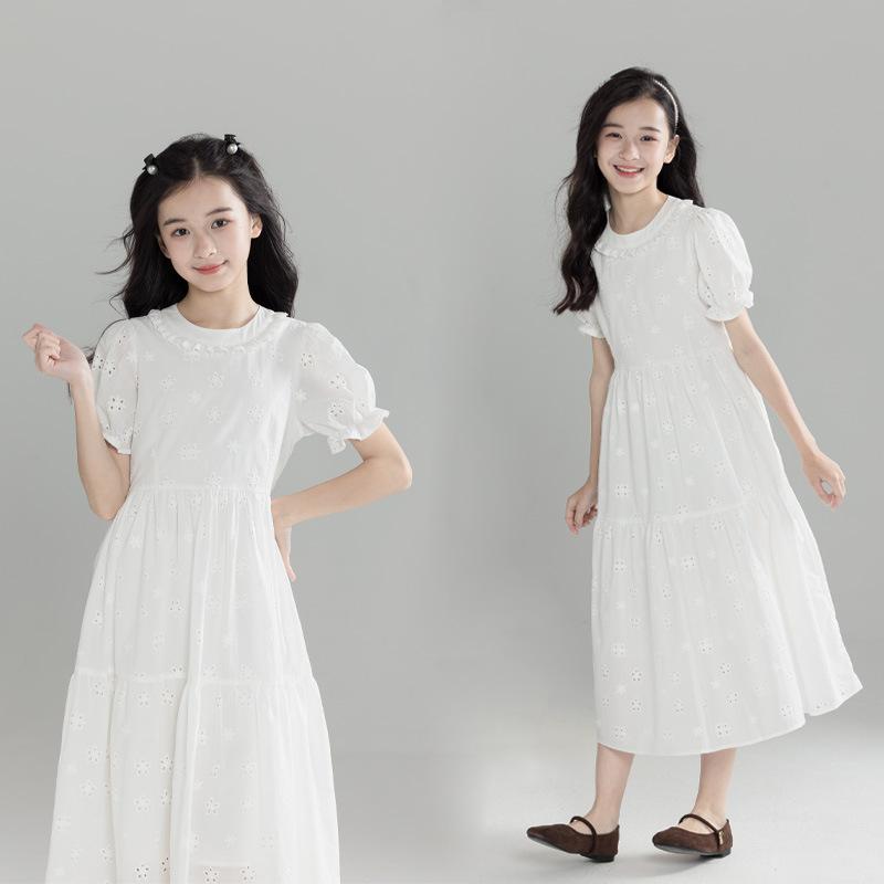 ワンピース キッズ 子供服 女の子 ドレス 姫系 プリンセス レース フリル 丸襟 パ...