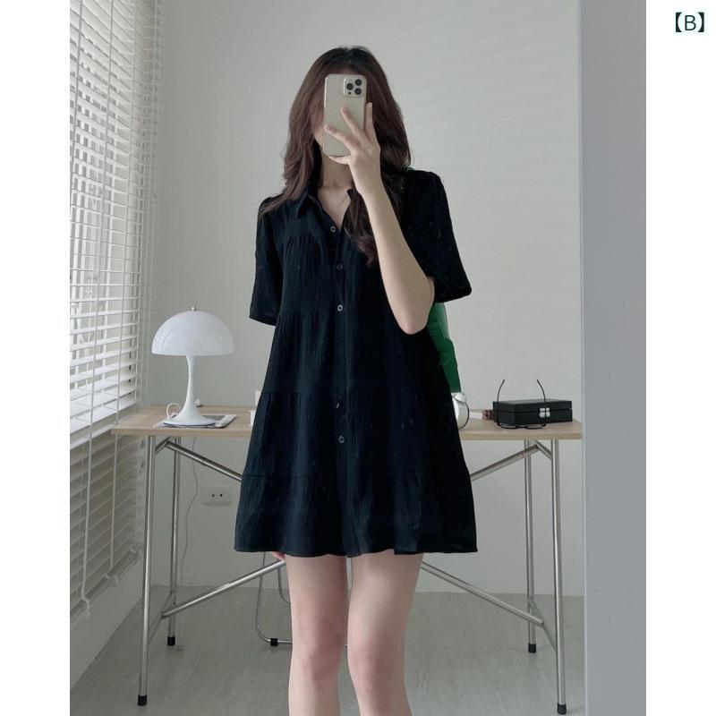 春夏 緑 女性用 シャツ ワンピース かわいい 荷葉エッジ トップス フレア 袖 軽量 綿混 再生繊維 ハイネック フレンチスタイル 通勤 普段使い カジュアル フェミニン ビッグシルエット ミントグリーン 爽やか スタイリッシュ 3