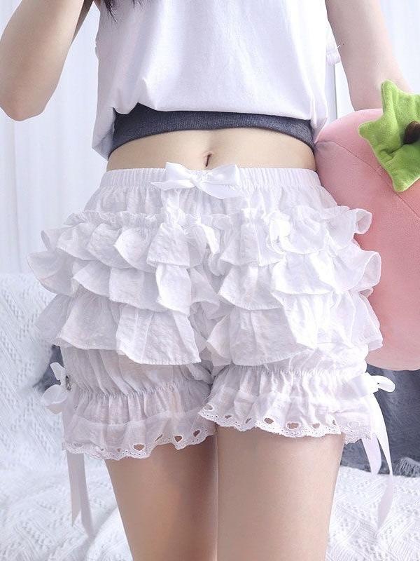 ロリータ スカート 女性用 夏 プリーツ フリル フレア 防走光 インナー ショートパンツ JK 安全パンツ 接触冷感 軽量 通気性 伸縮性 ピンク系 ブラック アイボリー