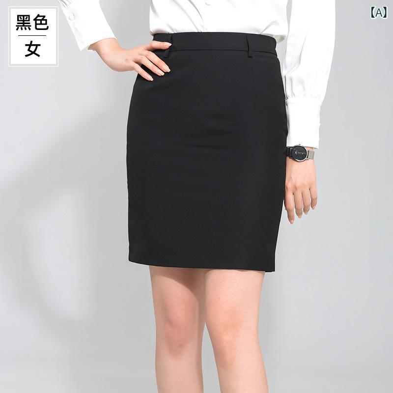 スカート 女性用 春夏 仕事用 膝丈 包み タイト 膝上 ヒップカバー ビジネス スーツ 合わせ コットン ストレッチ 軽量 通勤 普段使い ブラック ネイビー グレー 膝丈スカート タイトスカート 膝上スカート riverpaddy-11444695 リバーパディ パッケージ画像