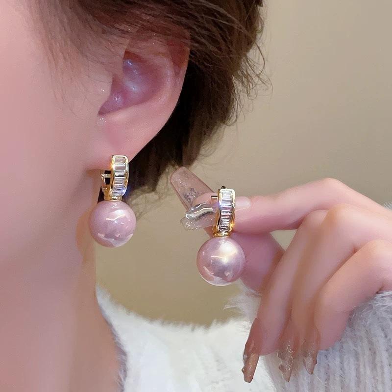 Topaz - イヤリング 女性用 ピンク パール 軽量 気質 デザイン 耳飾り 耳アクセサリー かわいい シンプル 普段使い 華やか アクセサリー ファッション小物