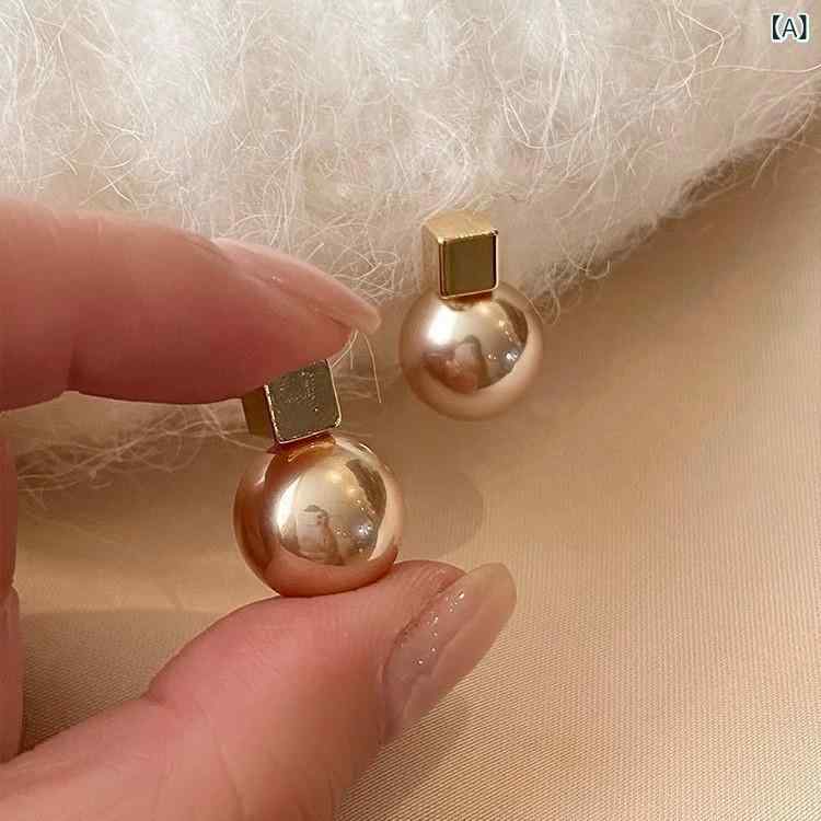 ピアス イヤリング 女性用 香槟色 ランプシェード ジオメトリック 立方体 パール ...