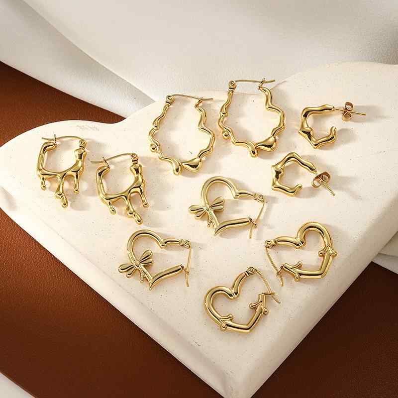Cubic Zirconia - イヤリング ハートモチーフ ステンレス 精細デザイン 光沢加工 ファッションアクセサリー 女性用 華奢 シンプル ゴールド調 シルバー調 普段使い ギフト対応 軽量 耐久性 トレンド かわいい 華やか