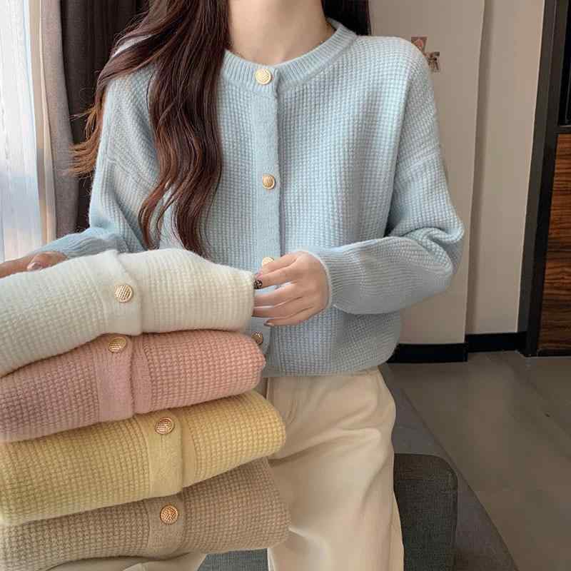Rakuten - ニット カーディガン 女性用 春夏 厚手 コート ジャケット ミルク系 ストライプ 柄 長袖 ゆるい スタイル 韓国 柔らかい 素材 軽量 切り替え デザイン ベージュ 系 アイボリー ピンク 系 通勤 普段使い 伸縮性