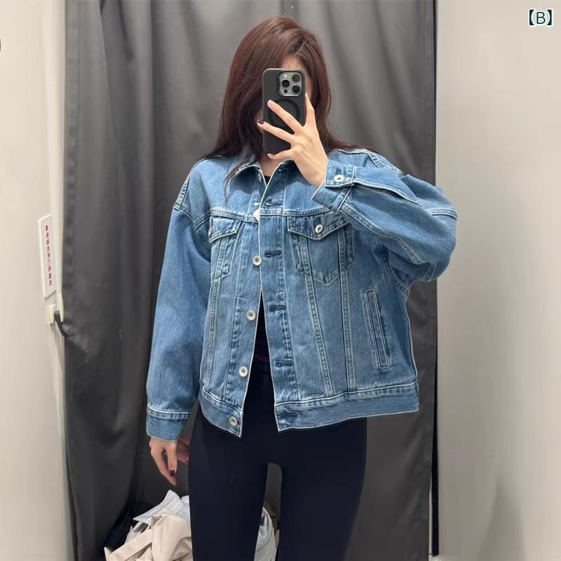 リバーパディのジャケット レディース デニムジャケット Gジャン アウター 婦人服 トップス 上着 デニムコート スプリングコート カジュアル 普段使い 通勤 通学 お出かけ デイリー 旅行 散歩 定番 軽アウター 羽織り デニム ジージャン 羽織もの 長袖 ゆったり｜アングル3