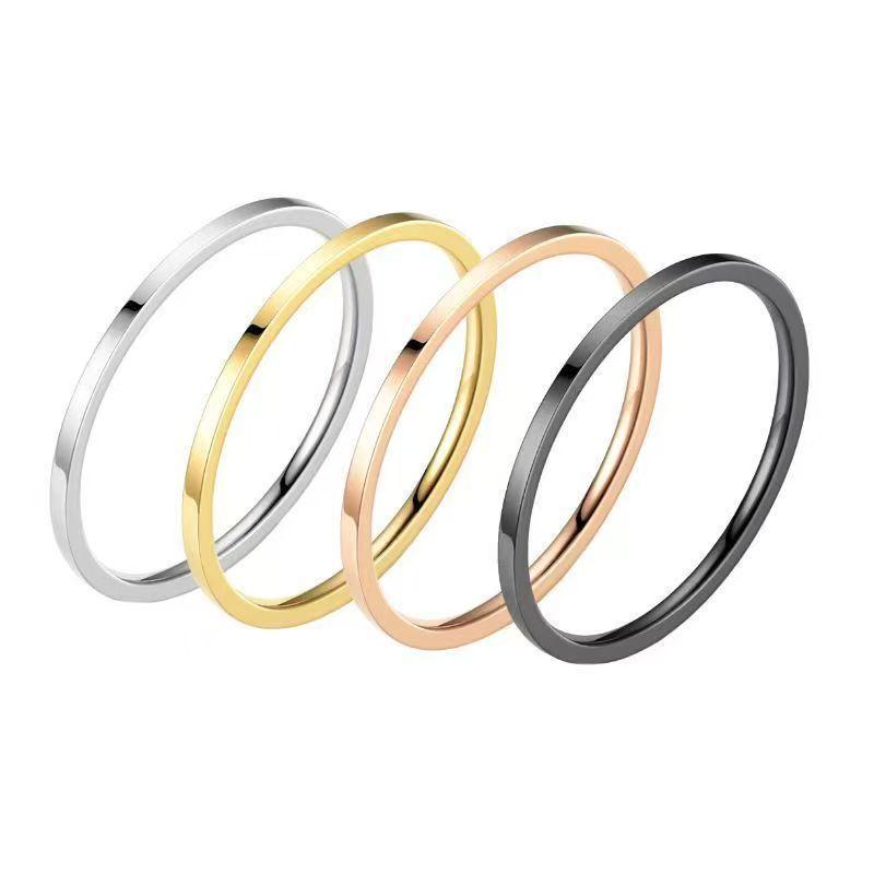 樂天商城 - 指輪 女性用 極細 1mm 不锈钢 シンプル ミニマル ファッション アクセサリー 電気メッキ加工 クリアリング リング 耐久性 カラバリ豊富 普段使い 軽量 細身デザイン シルバー ゴールド ブラック ピンク系 アイボリー
