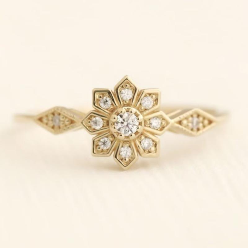 指輪 女性用 雪花 デザイン シンプル ファッション 太陽花 モチーフ アクセサリー ...