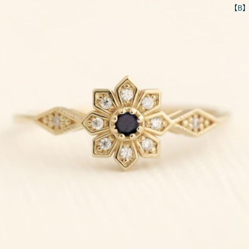指輪 女性用 雪花 デザイン シンプル ファッション 太陽花 モチーフ アクセサリー ...