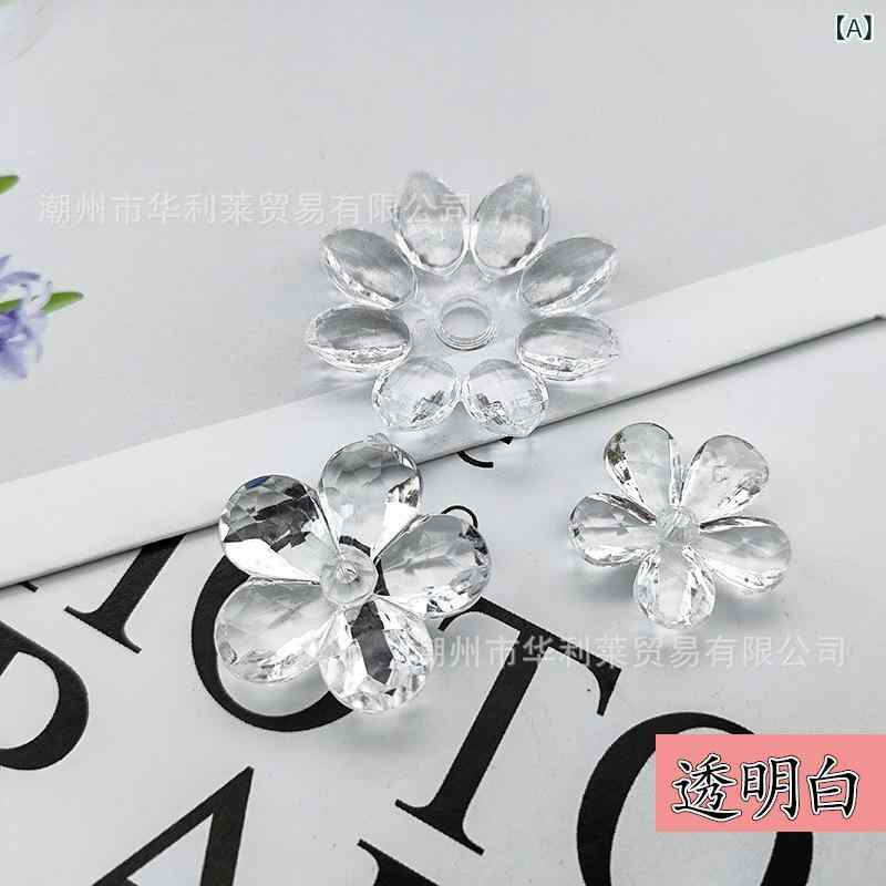 发夹 - DIYアクセサリー 透明アクリル 花びら 立体花托 手工 串珠 シューズバックル ヘアクリップ 胸花 アクセサリー 透明素材 立体デザイン 手作りキット クラフトパーツ 花柄モチーフ ピンセット かわいい装飾 軽量素材