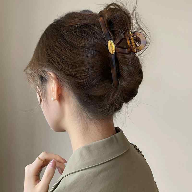 ヘアアクセサリー 女性用 玳瑁色 ゴールド ヘアクリップ 2025 シャーククリップ 髪 後頭部 ヘアグリップ ヘアピン 頭飾り