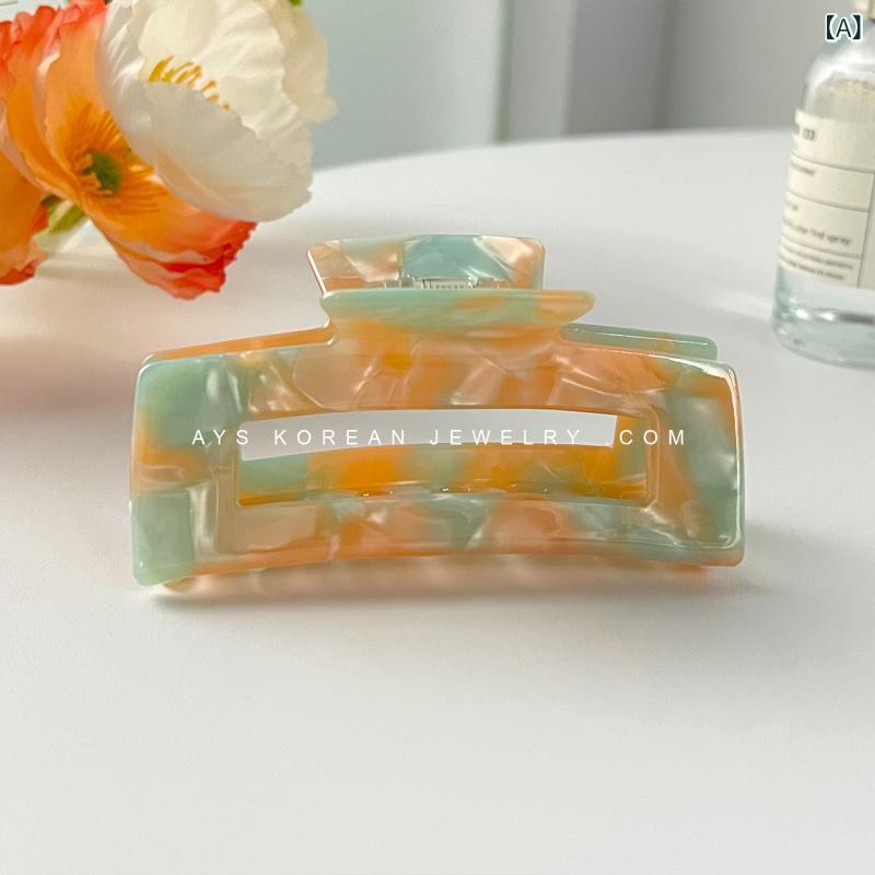 リバーパディのヘアアクセサリー 韓国 10cm 大型 方形 つかみクリップ 少女用 かわいい アセテート シャーク ヘアピン 髪留め ポニーテール まとめ髪 軽量 耐久性 春夏 秋冬 通年使用 シンプル｜アングル2
