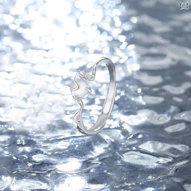 シルバーリング ペアリング 水波デザイン 月光モチーフ ファッション 男性用 女性用 指輪 セット 高級感 ロマンチック 純銀 スタイリッシュ シンプル 日常使い ギフト 2