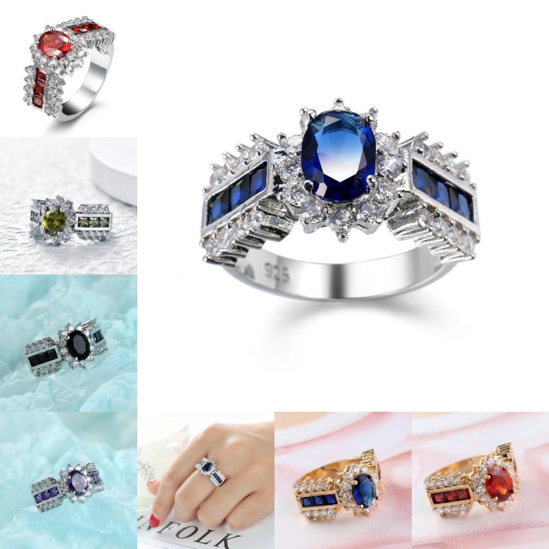 戒指 - 指輪 女性用 ジルコニア 結婚用 アクセサリー シンプル デザイン 輝き スタイリッシュ 日常使い プレゼント ラブリー シルバー調 ロマンチック ジュエリー セット キラキラ モダン 華やか