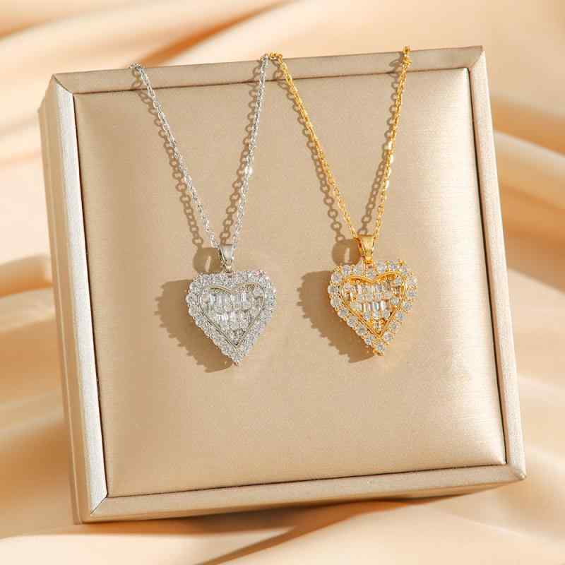 Necklaces, Pendants - ネックレス 女性用 かわいい ハート型 ジルコニア フルダイヤ ショートチェーン 鎖骨チェーン シンプル 気品 インフルエンサー ハート ペンダント ネックレス ゴールドチェーン キラキラ アクセサリー 普段使い 華奢デザイン