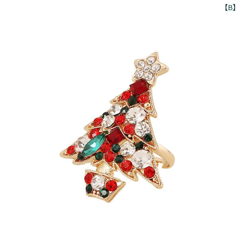 イヤリング ネックレス リング イヤーカフ セット クリスマスツリー 水晶 クリスタ...