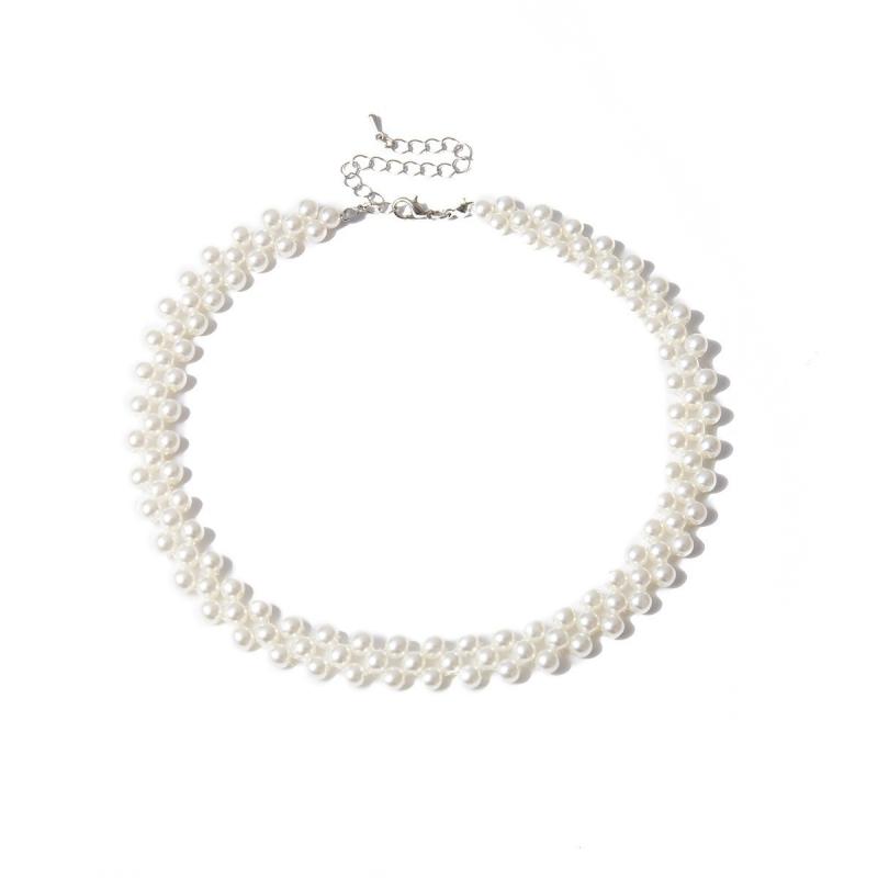 Beads - ネックレス 女性用 ファッション ストリートスタイル ビーズ 丸型 気質 手作り ジオメトリック ジルコニア ショート チェーン アクセサリー シンプル 軽量 普段使い シルバー ゴールド 春夏 秋冬