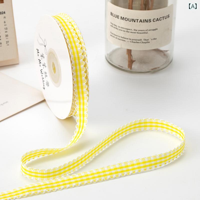 ヘアアクセサリー 10mm 縁取り格子 リボン DIY 蝶結び ヘアクリップ 手作り 花束 デコレーション かわいい ピンク系 コットン素材 軽量 普段使い 春夏
