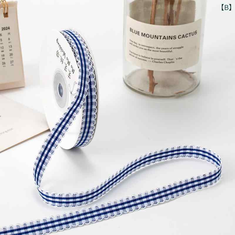 リバーパディのヘアアクセサリー 10mm 縁取り格子 リボン DIY 蝶結び ヘアクリップ 手作り 花束 デコレーション かわいい ピンク系 コットン素材 軽量 普段使い 春夏｜アングル2