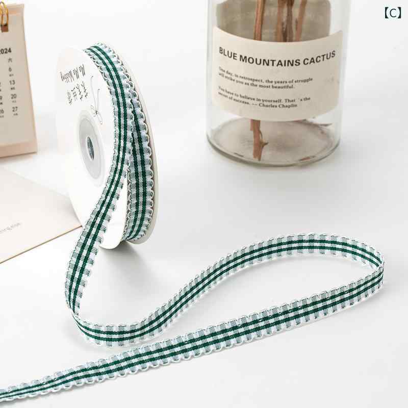 リバーパディのヘアアクセサリー 10mm 縁取り格子 リボン DIY 蝶結び ヘアクリップ 手作り 花束 デコレーション かわいい ピンク系 コットン素材 軽量 普段使い 春夏｜アングル3