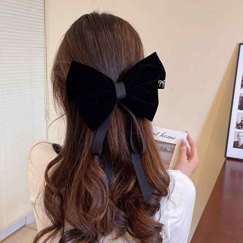 ヘアアクセサリー 女性用 復古 ベルベット リボン 蝶結び ヘアクリップ 鴨嘴 後頭部 ピン 軽量 高級感 文芸 ヘアカラー ヘアピン かわいい デザイン 髪飾り 日常使い