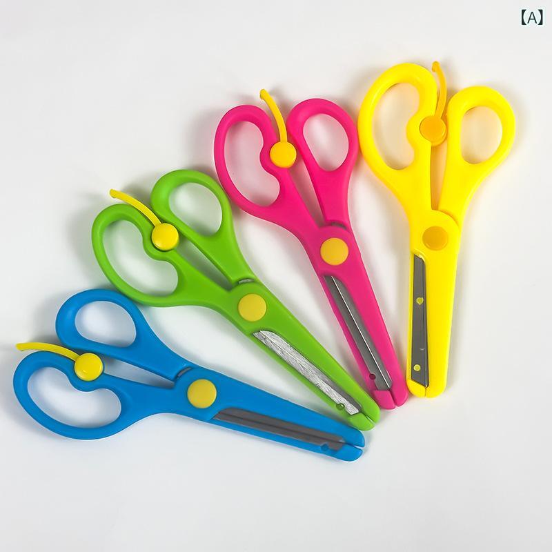 キッズ 省力 安全 ハサミ 子供用 弾力 プラスチック 包辺 刃なし 丸頭 傷防止 DIY ...