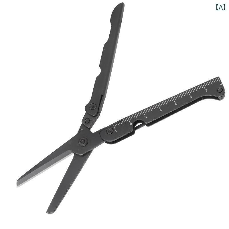 リバーパディの折りたたみ ミニ ハサミ 小型 工具 アウトドア ポータブル キャンプ グッズ ステンレス 軽量 コンパクト 収納 便利 アイテム 旅行 用品 マルチツール 日常 必需品 丈夫 切れ味 鋭い 安全 ロック 機能 ポケット サイズ バックパック 収納 対応｜アングル2