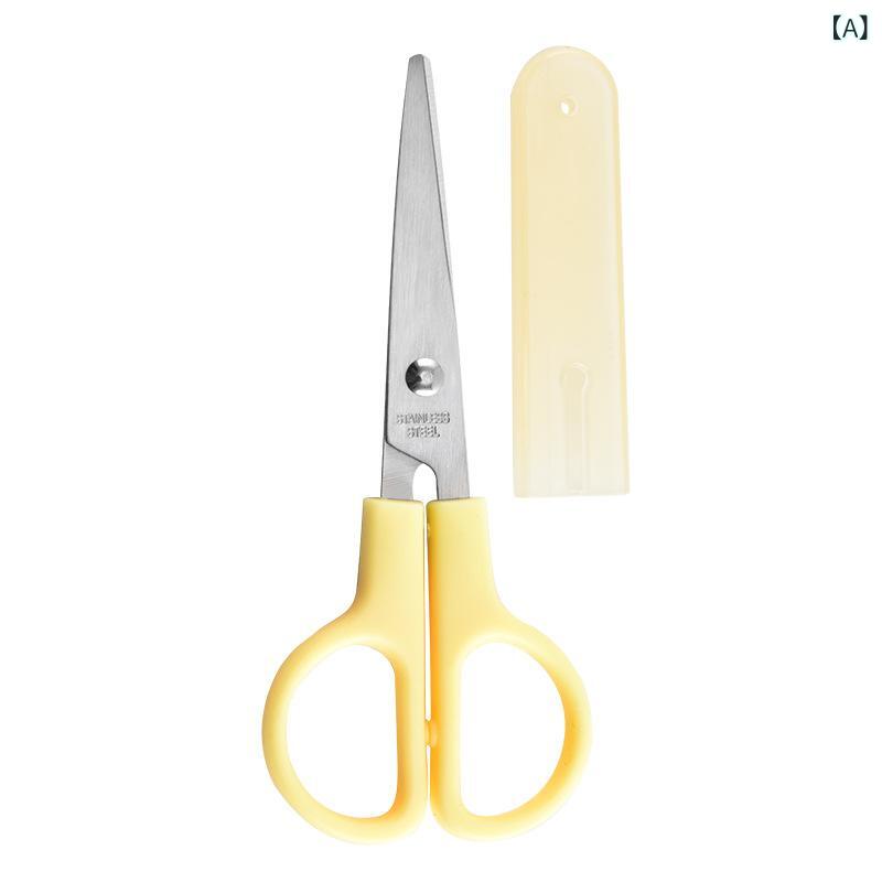 子供用 学生用 安全 ハサミ 小型 手工芸 紙切り用 不傷手 安全保護カバー 軽量 プ...