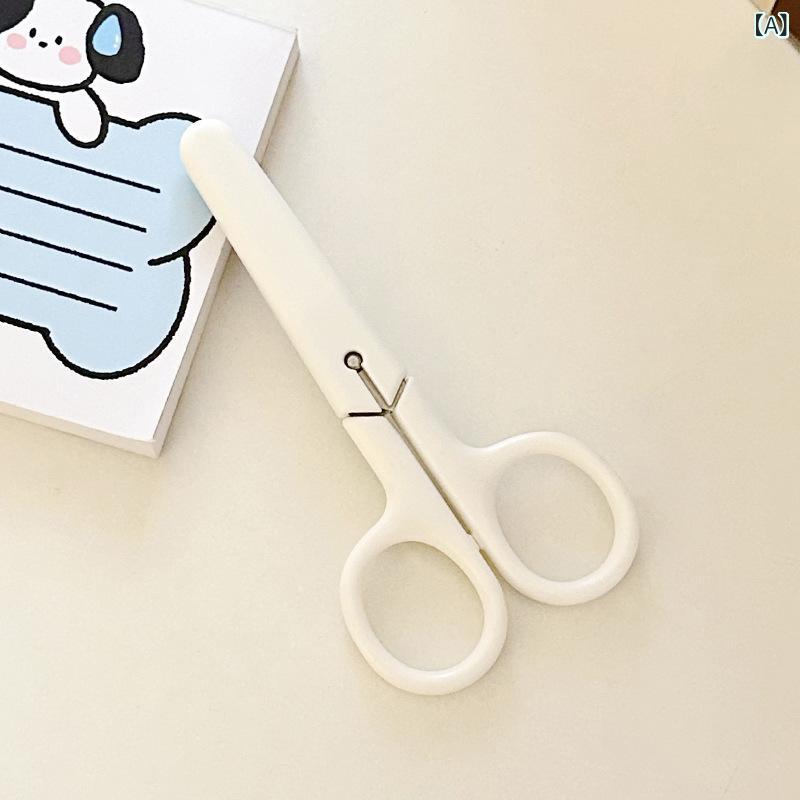 子供用 安全 ハサミ 蓋付き クリーム色 無印 シンプル ステンレス製 刃 軽量 滑り...