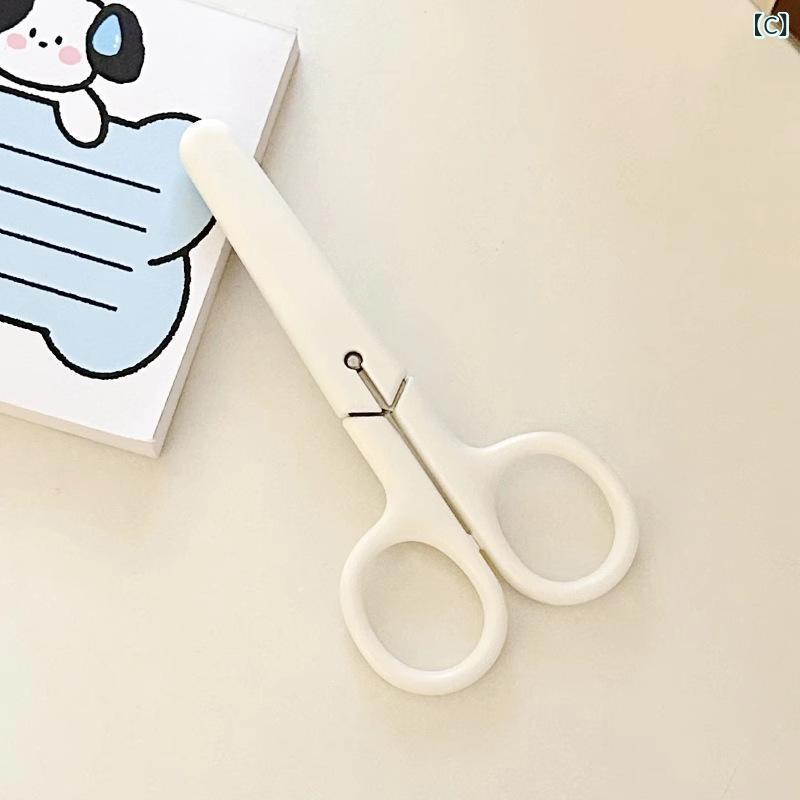子供用 安全 ハサミ 蓋付き クリーム色 無印 シンプル ステンレス製 刃 軽量 滑り...
