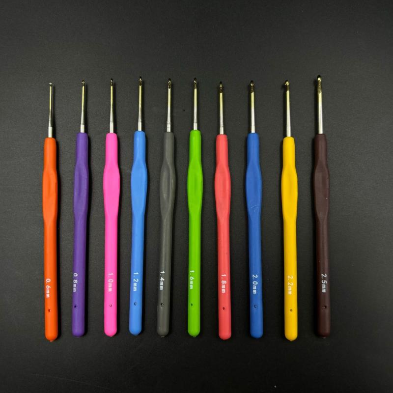 Needles - 高級感 ゴールド ヘッド レース クロッシェ針 極細 毛糸 編み物 ツール 柔らかい ハンドル 手芸 DIY クロシェ フック ニット 手作り クラフト アクセサリー 製作 道具 細線 糸 織り 針