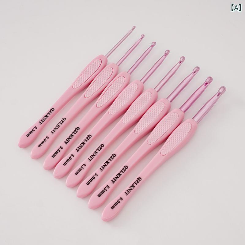 Needles - 編み物 針 セット 毛糸 針 ピンク 柄 クロシェット 針 キット 8 種 初心者 向け 手芸 用品 綿 素材 軽量 デザイン かわいい パターン 家庭 用 手編み アクセサリー 製作 可能