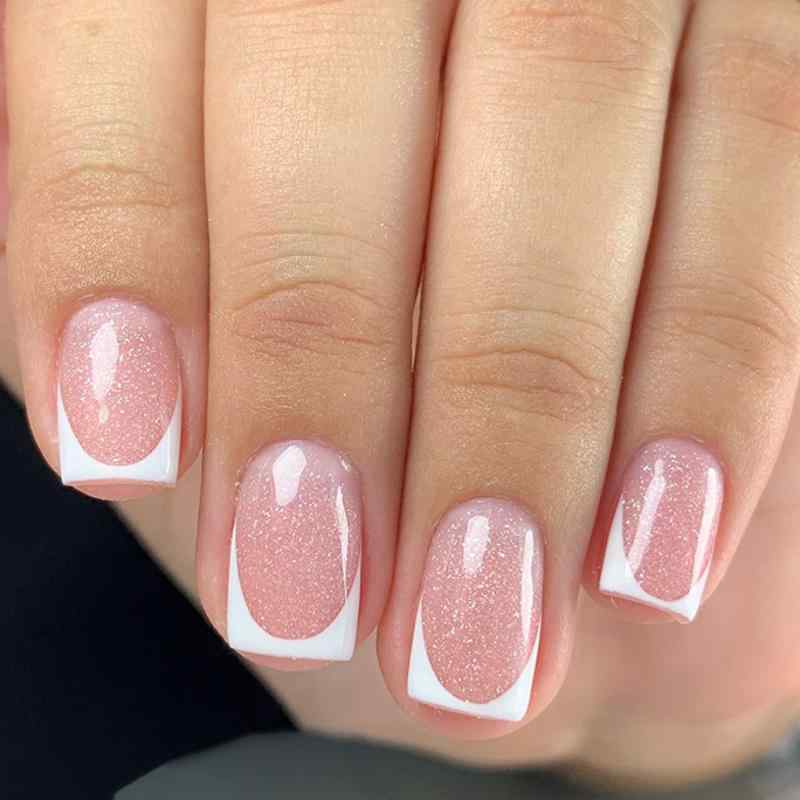 Other - ネイルチップ プレスオン ナチュラルピンク フレンチスタイル ホワイト シンプル 欧スクエア かわいい 日常使い 軽量 自己接着 初心者向け 通年使用