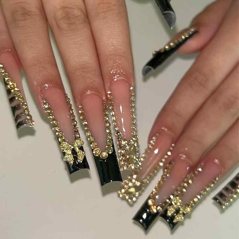 Other - ネイルチップ 着脱式 ロングタイプ ブラック フレンチスタイル フルラメ 爆闪デザイン 軽量 伸縮性 接触冷感 再生繊維 ハイウエスト ビッグシルエット Vネック ピンク系 アイボリー 春夏 秋冬 通勤用 普段使い 部屋着 アウトドア カジュアルスタイル