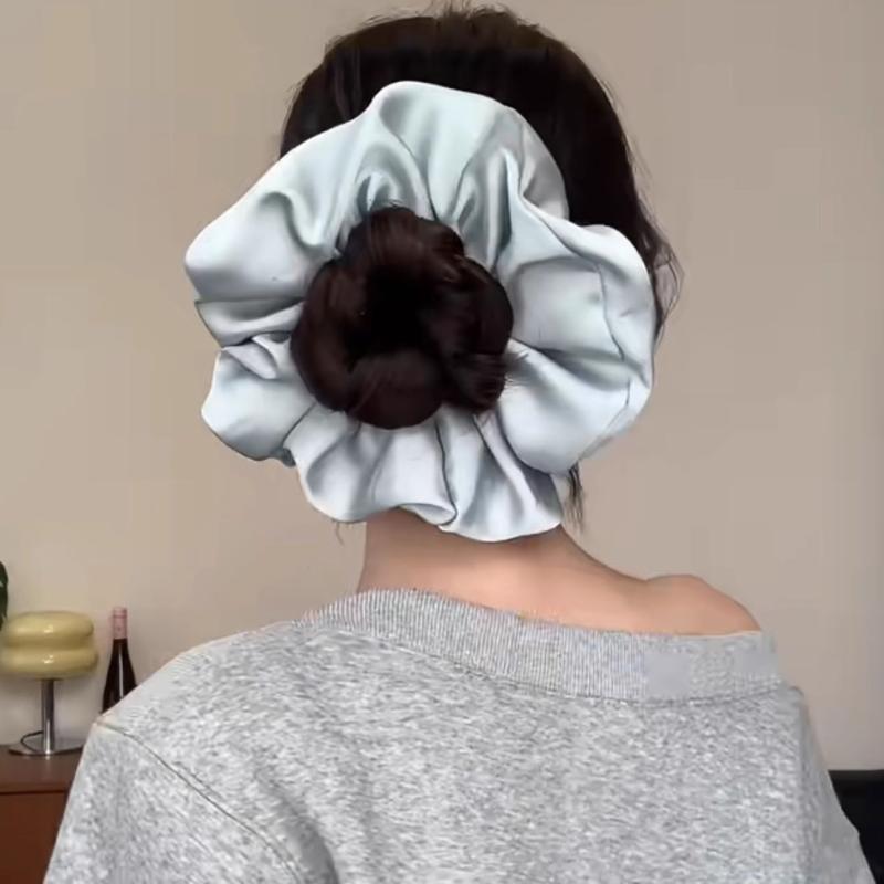 ヘアアクセサリー かわいい 大型 ヘアゴム 丸型 ポニーテール ヘアリング ミルクブ...