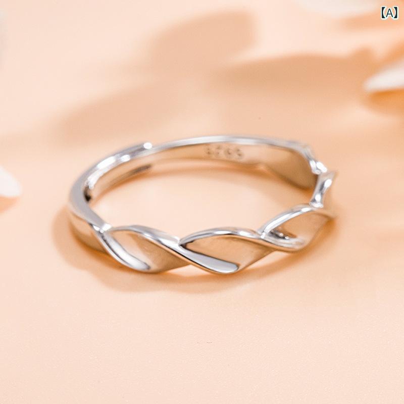 Other , Materials - 指輪 ペアリング 純銀 女性用 メンズ 開口式 小众デザイン 軽量 高級感 シルバー カップル用 ラブアイテム シンプル 洗練 日常使い ギフト向き